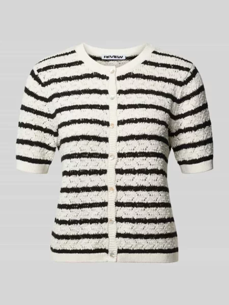 Kardigan w dzianinowej optyce krój slim fit Review biały