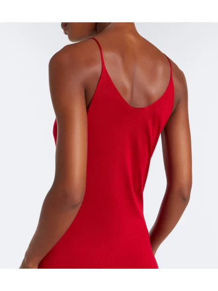 Rochie maxi Fendi de mătase roșu