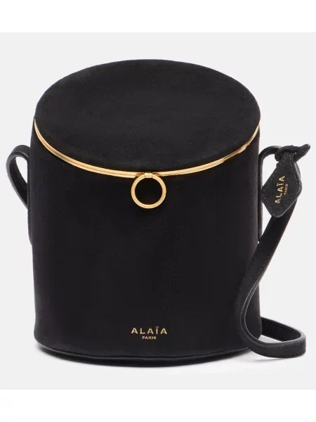 Geantă bucket Alaïa din piele de căprioară negru