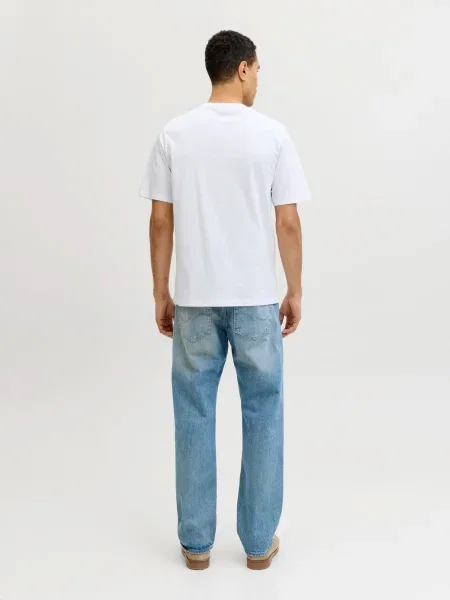 JACK & JONES Majica nočno modra / temno rdeča bela