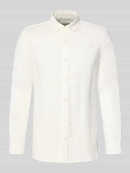 Koszula z lnu o kroju regular fit z kołnierzykiem typu button down Scotch & Soda biała