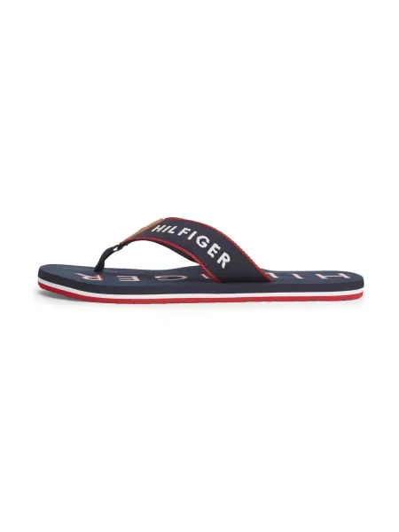 TOMMY HILFIGER Flip-flops albastru închis / roșu alb