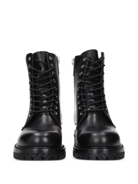 Fűzős bőr bokacsizma Off-white fehér