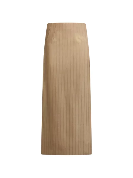 Gyapjú csíkos midi szoknya Etro barna