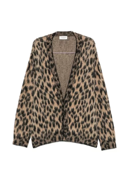 Cardigan Laneus tricotate cu imagine cu model leopard