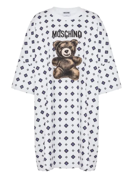 Rochie mini Moschino cu imagine teddy alb