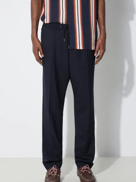 Paul Smith pantaloni de lana marin cu fason chinos albastru