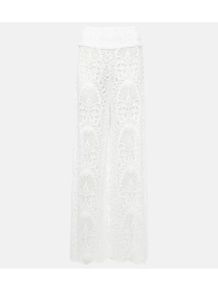 Krajkové široké kalhoty Alexandra Miro bílé