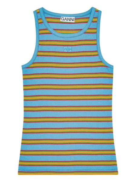 Top Ganni cu dungi albastru