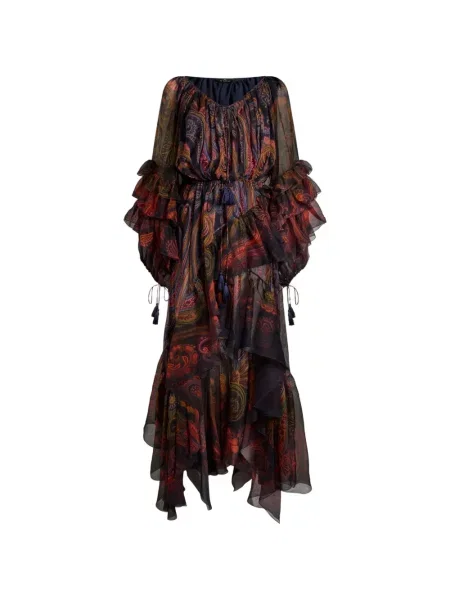 Rochie midi Etro de mătase cu imagine cu model paisley albastru