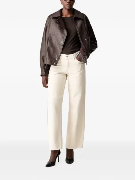 Lung tricou Armani Exchange cu broderie maro