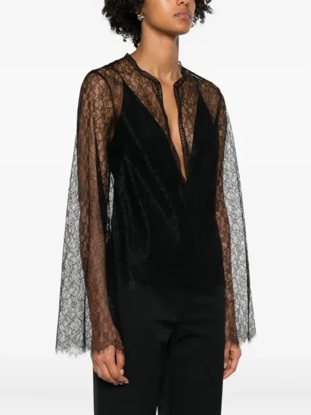 Bluzka Brandon Maxwell koronkowa czarna