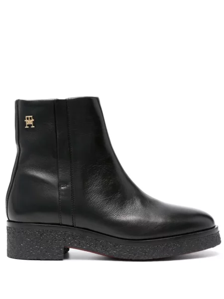 Cizme scurte Tommy Hilfiger din piele negru
