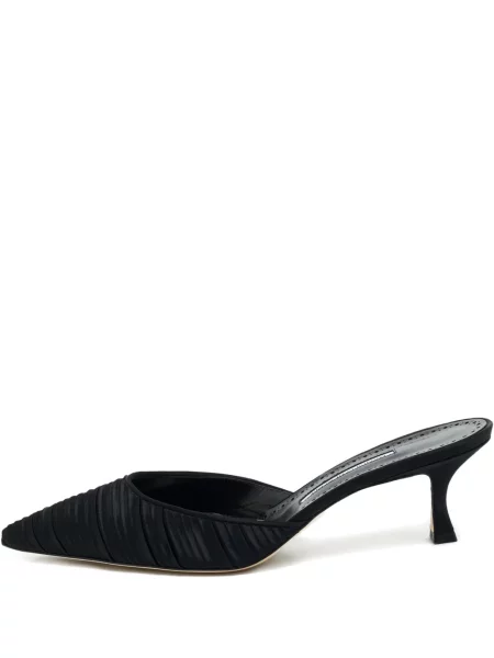 Papuci tip mules Manolo Blahnik plisate negru