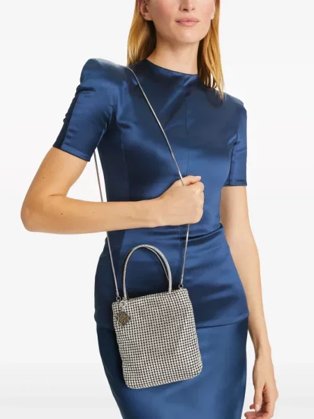 Mini rankinė Tory Burch su kristalais sidabrinė