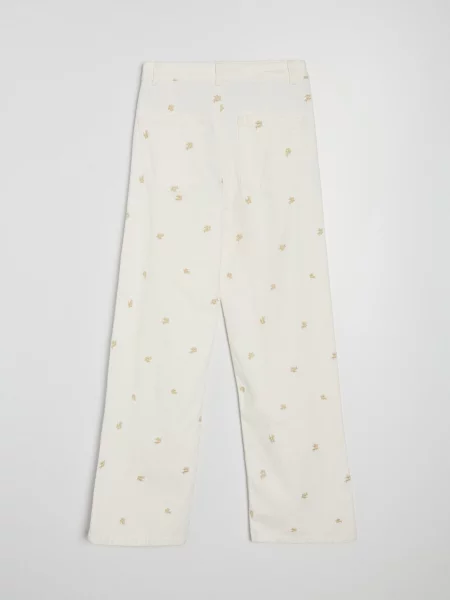 Джинси wide leg з вишивкою білий