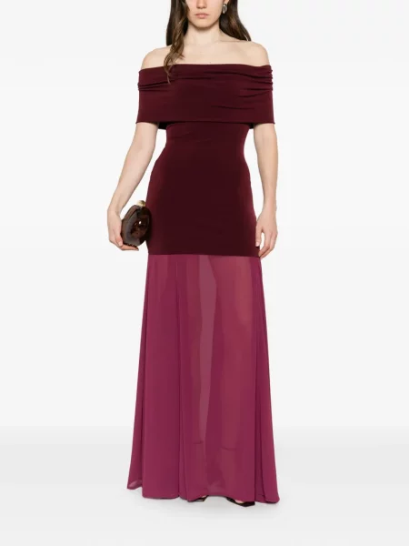 Rochie maxi Aniye By drapată cu umerii deschiși roz