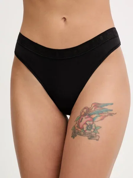 Tanga HUGO MESH LOGO THONG černé