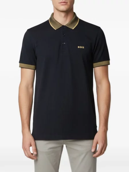 Tricou polo Boss cu broderie albastru