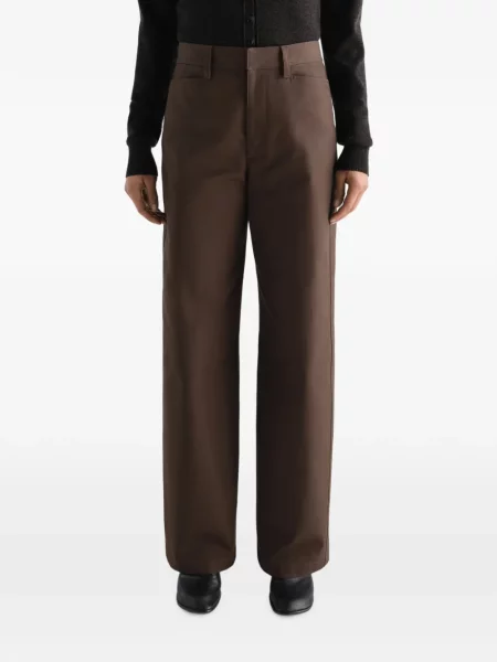 Pantaloni Lemaire din țesătură twill maro