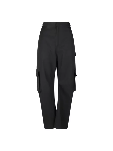 Lniane spodnie cargo Balenciaga czarne
