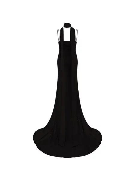 Rochie maxi Dsquared2 din jerseu cu gât halter negru