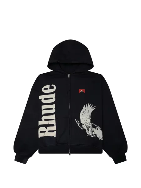 Hanorac cu glugă Rhude cu imagine negru