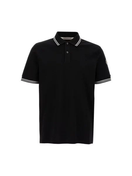 Koszulka polo Moncler z krótkim rękawem czarna