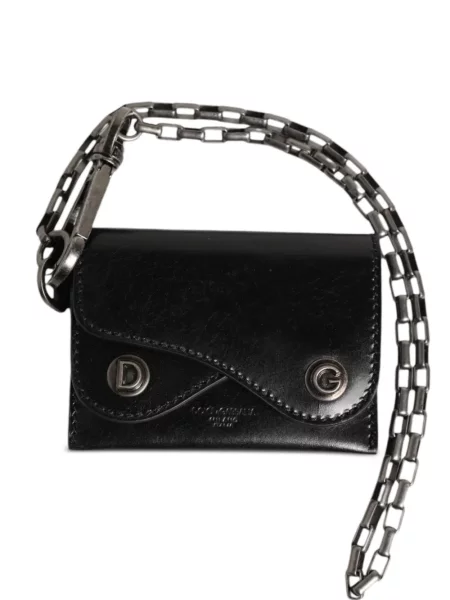 Portofel Dolce & Gabbana cu bretele cu autograf negru