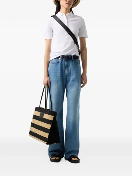 Geantă shopper Bogner cu dungi plasă negru