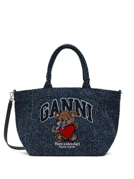 Geantă Ganni teddy albastru