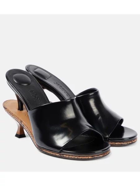 Papuci tip mules Jacquemus din piele de lac negru