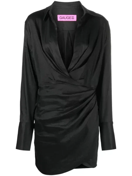 Rochie tip cămașă Gauge81 drapată negru