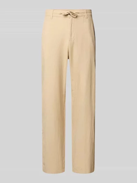 Spodnie o kroju loose fit z mieszanki bawełny i lnu model BRODY' Selected Homme beżowe