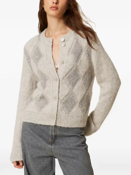 Cardigan Twinset cu paiete din jacard