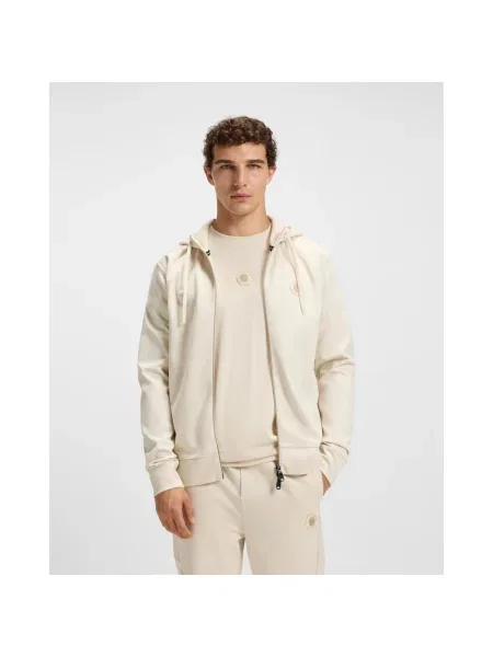 Bluza z kapturem BOSS Green Saggy Future Full Zip biało-kremowa XS biała