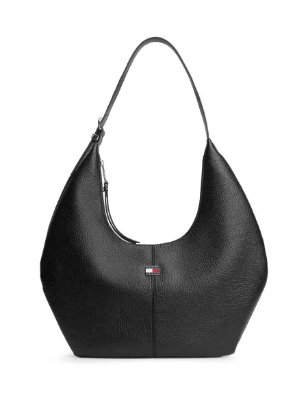 Geanta hobo Tommy Jeans din piele negru