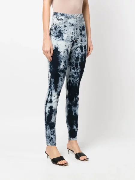 Skinny džíny Philipp Plein s vysokým pasem modré