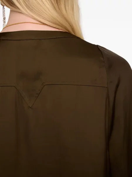 Satenska bluza Zadig&voltaire s V-izrezom zelena