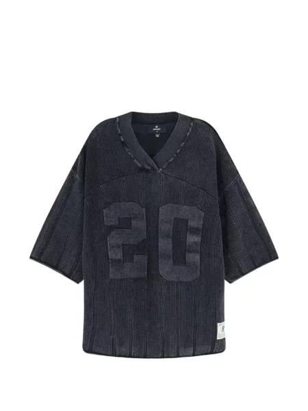 Tricou Represent cu decolteu în V cu nervuri gri