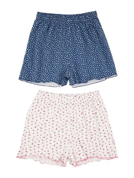 Trendyol Pantaloni scurți bleumarin / verde pastel / roz pitaya alb