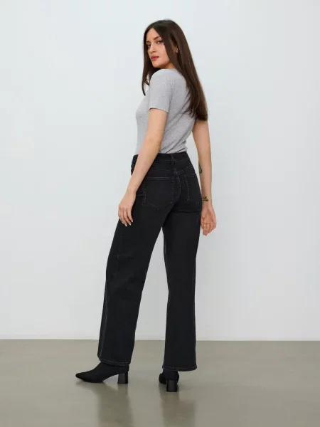 Джинси wide leg чорний