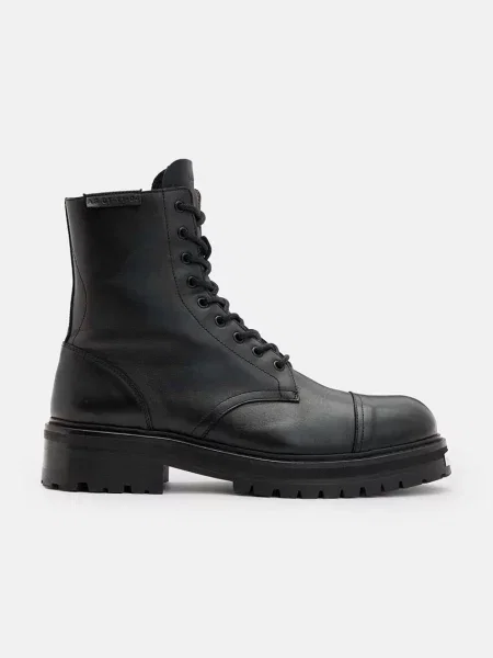 Кожени обувки AllSaints Hank Boot черно