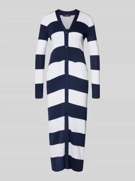 Długi kardigan z listwą guzikową Lauren Ralph Lauren granatowy