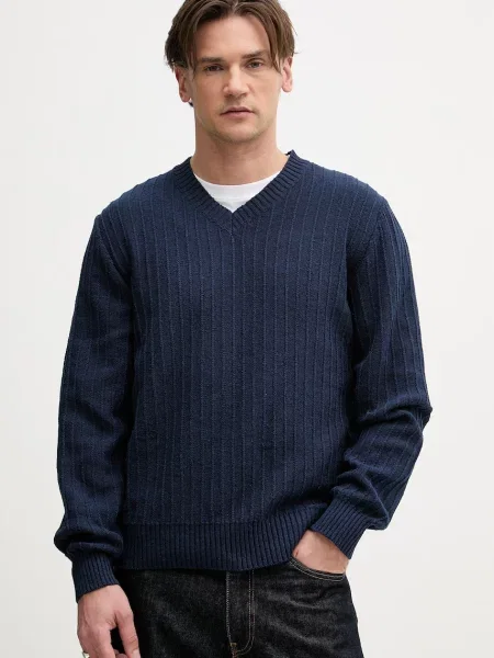 Sisley pulover z bombažem modra
