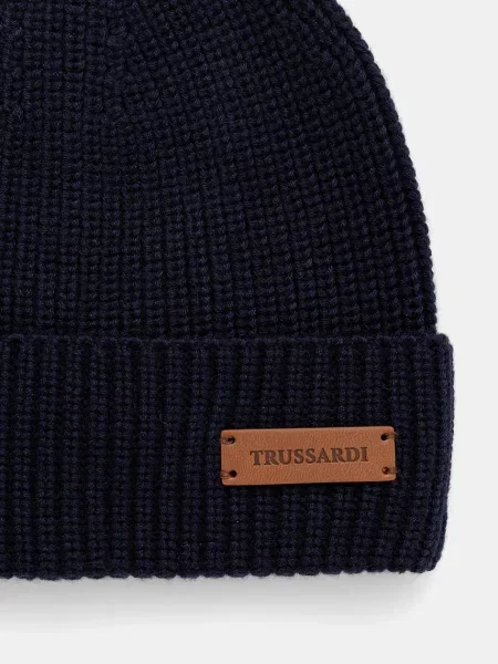 Шапка з домішкою вовни Trussardi синій