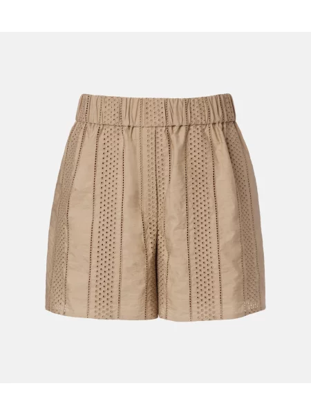 Pantaloni scurți Brunello Cucinelli cu broderie maro