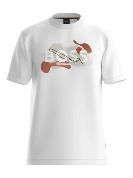 Tricou Boss cu imagine alb