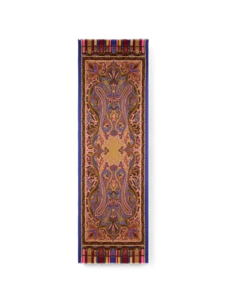 Fular Etro de lână cu model paisley albastru