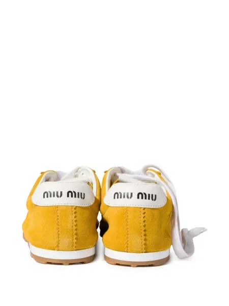 Sneakerși Miu Miu din piele de căprioară galben